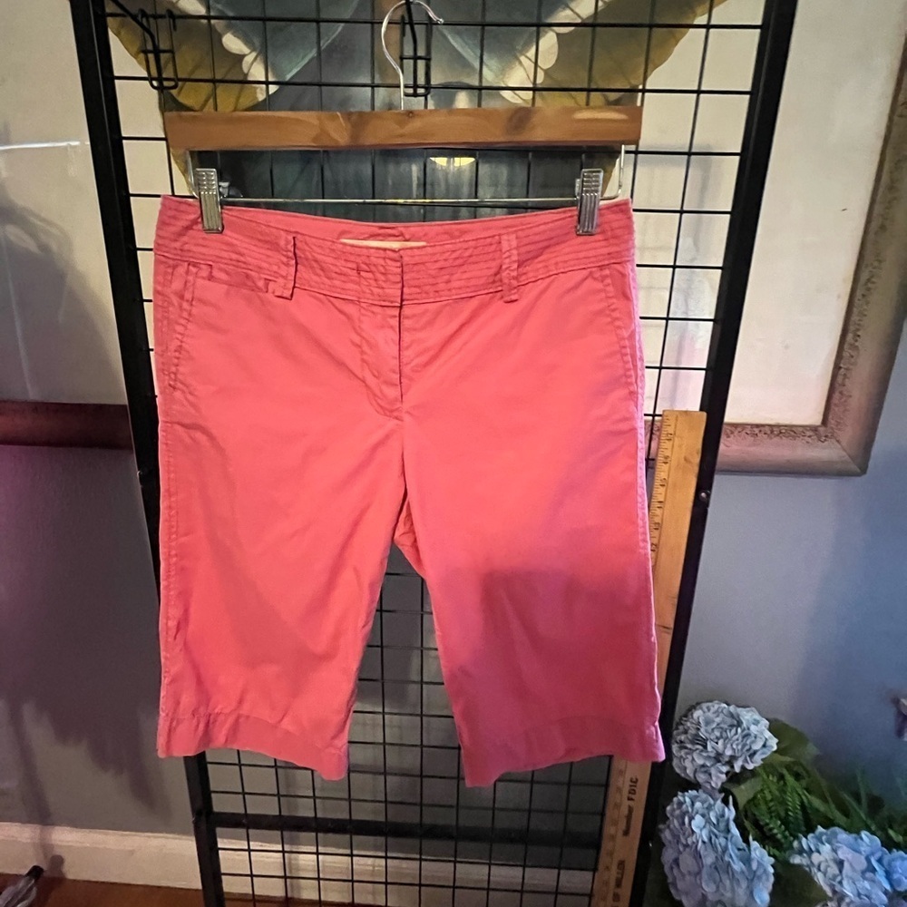J. Crew Bermuda Shorts in Pink and Orange Cotton Blend